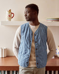 Sleeveless light denim jacket