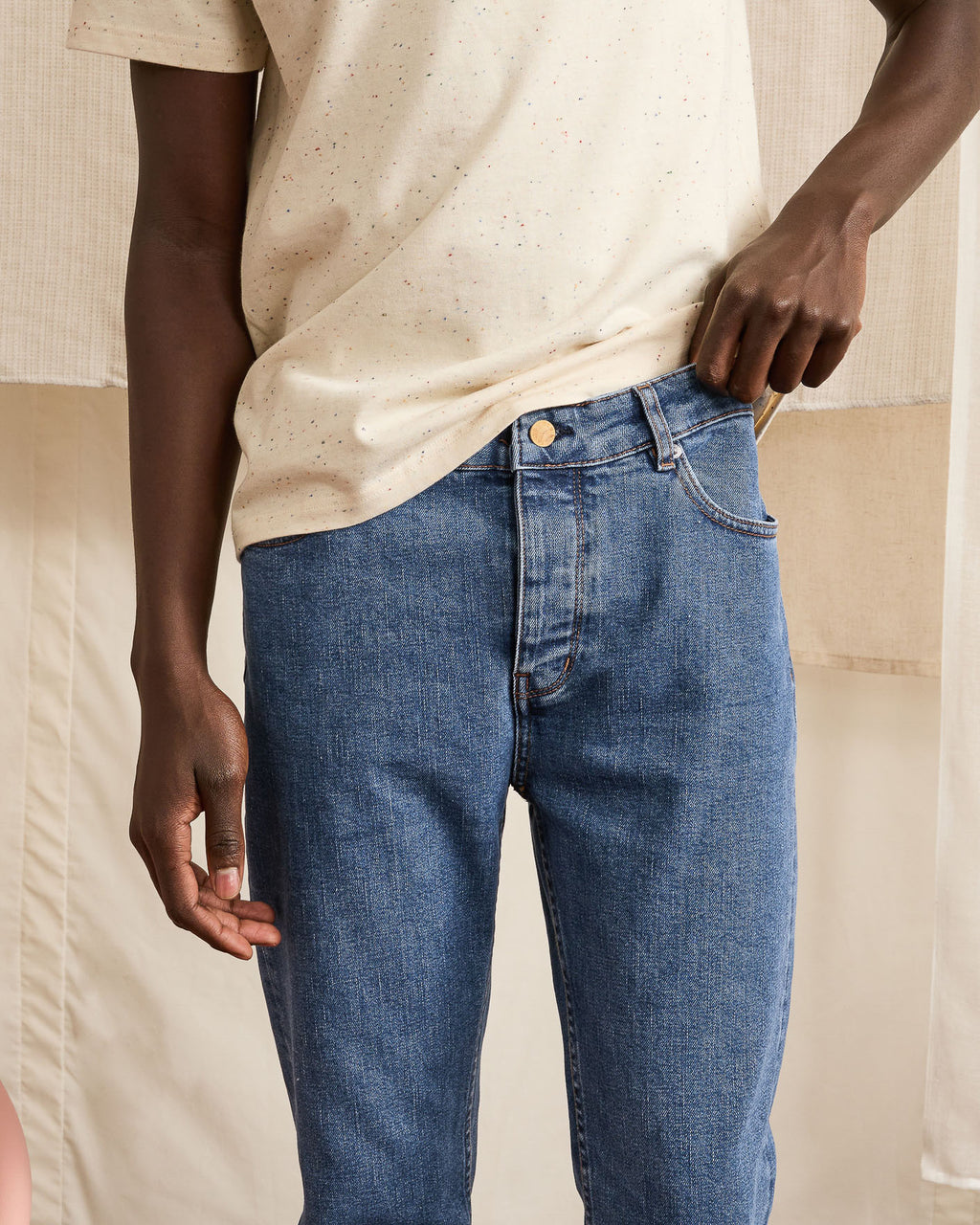 Pantalon denim clair coton recycle & elasthanne - modele DENIM SLIM