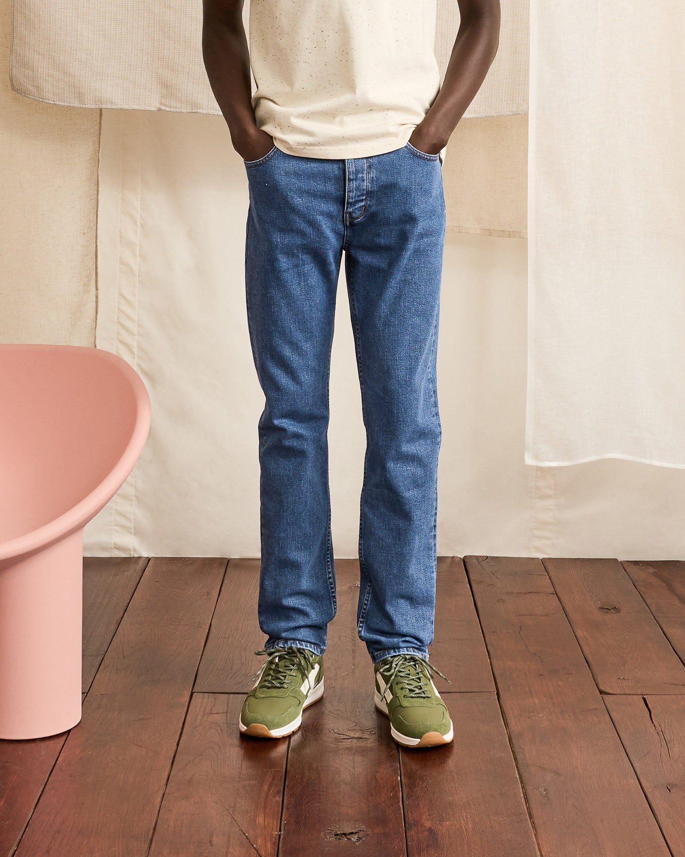 Pantalon denim clair coton recycle & elasthanne - modele DENIM SLIM