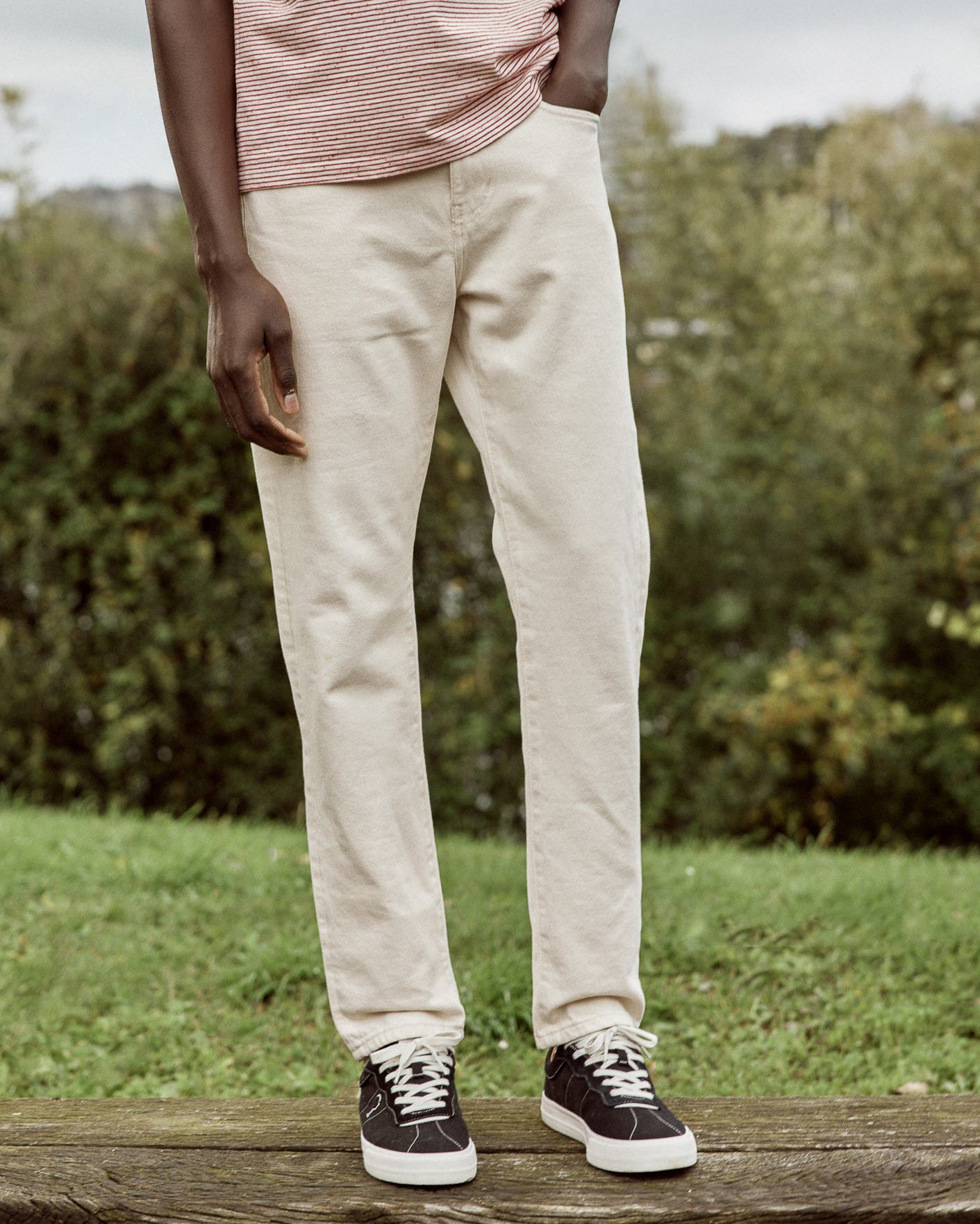 Pantalon ecru coton & coton recycle - modele TAPERED