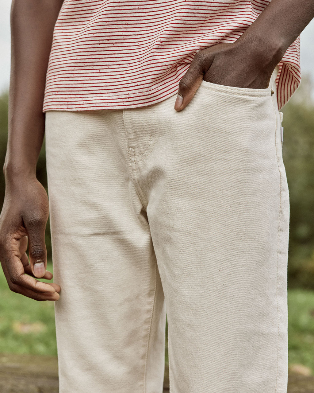 Pantalon ecru coton & coton recycle - modele TAPERED