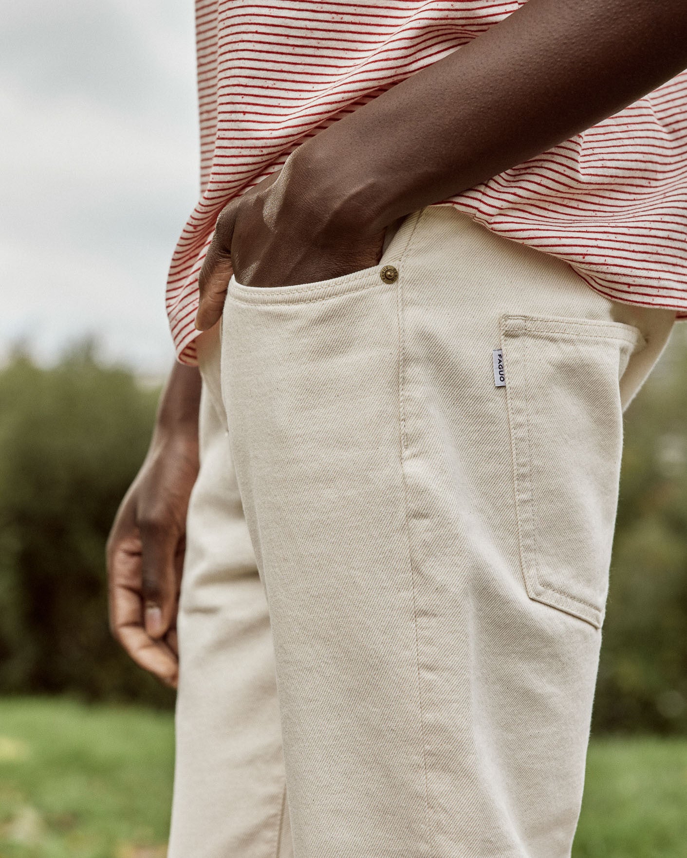 Pantalon ecru coton & coton recycle - modele TAPERED