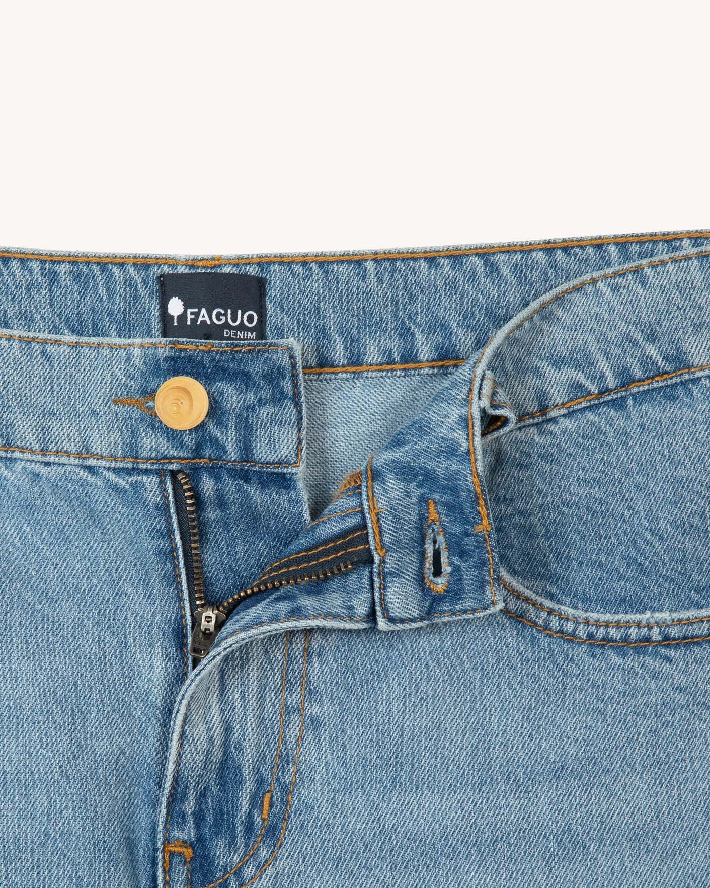 Pantalon denim clair coton dont reycle - modele DENIM TAPERED