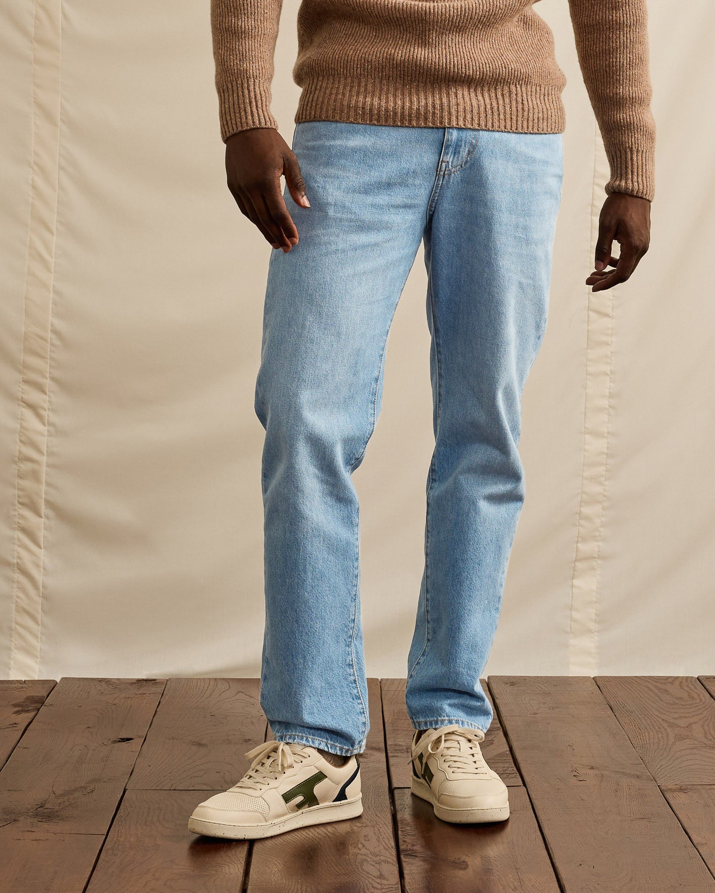 Pantalon denim clair coton dont reycle - modele DENIM TAPERED