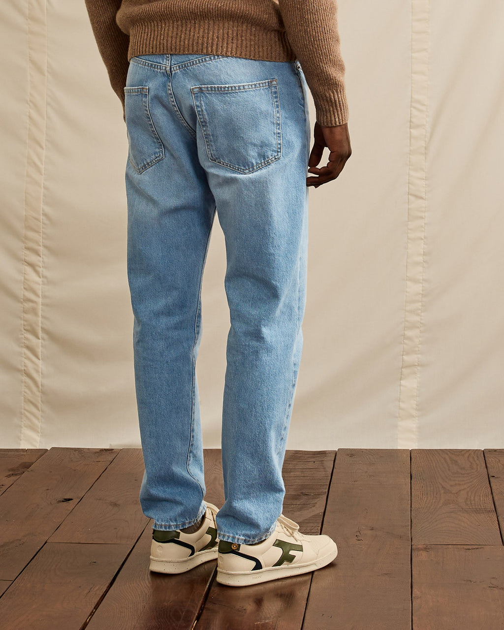 Pantalon denim clair coton dont reycle - modele DENIM TAPERED
