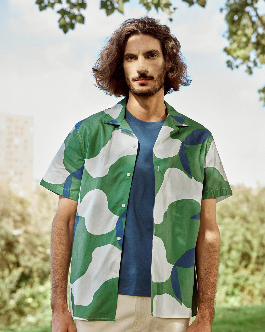 Chemise écrue & verte