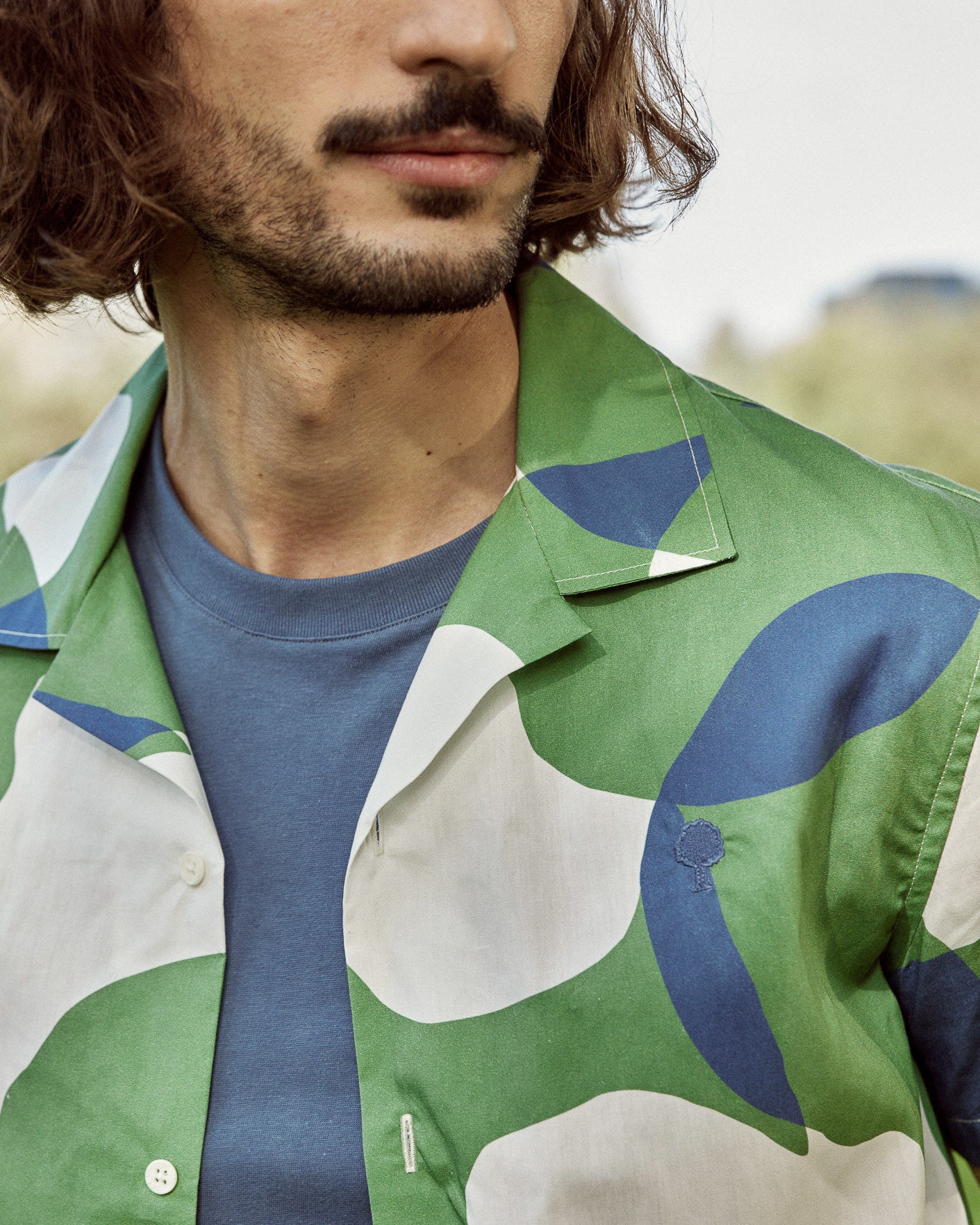 Chemise écrue & verte