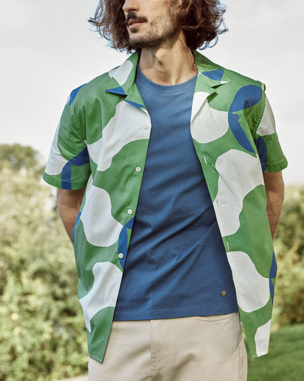 Chemise écrue & verte