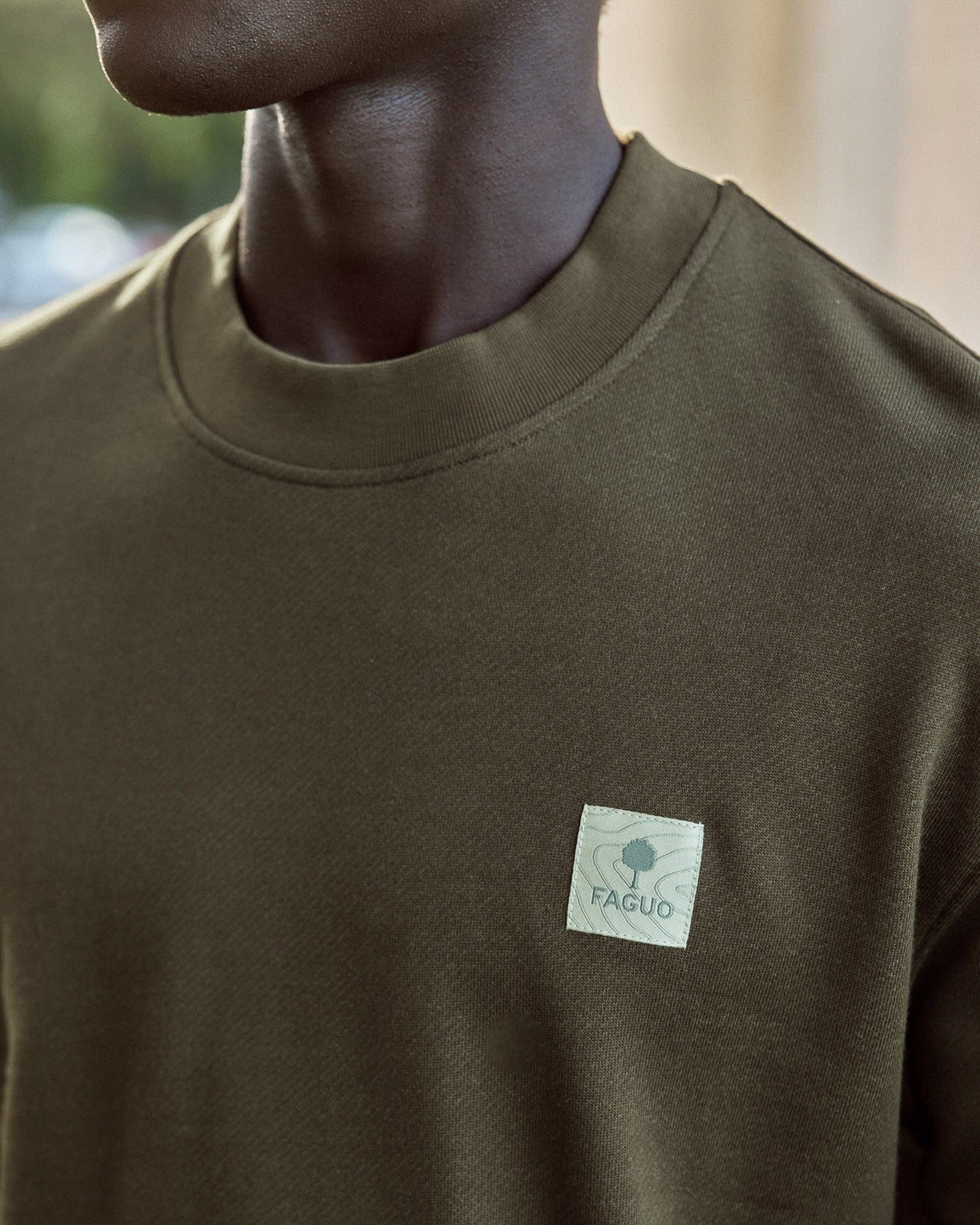 Dark brown sweatshirt lab city forest