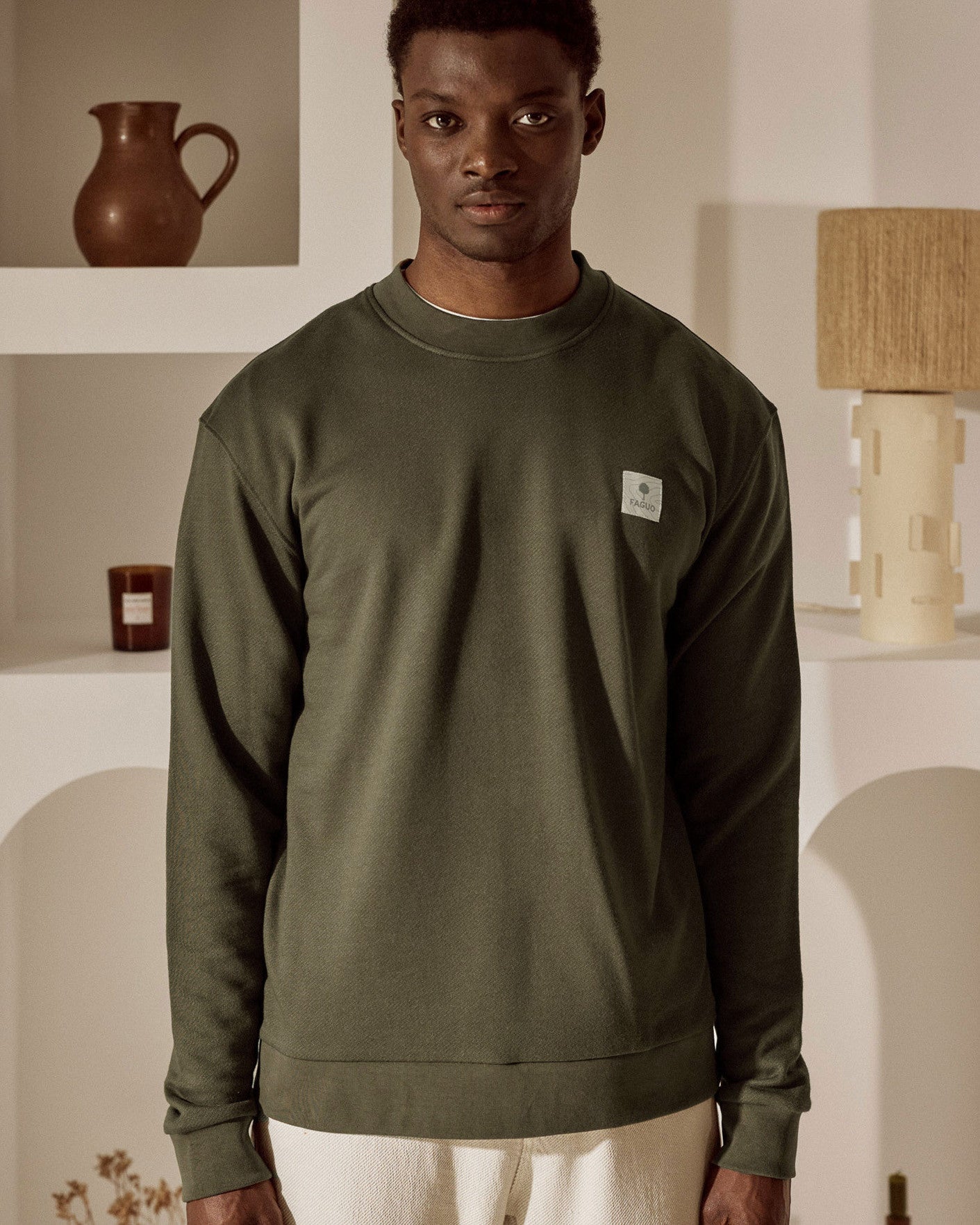 Dark brown sweatshirt lab city forest