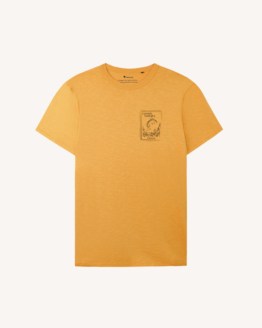 T-shirt ocre sérigraphie effet tampon