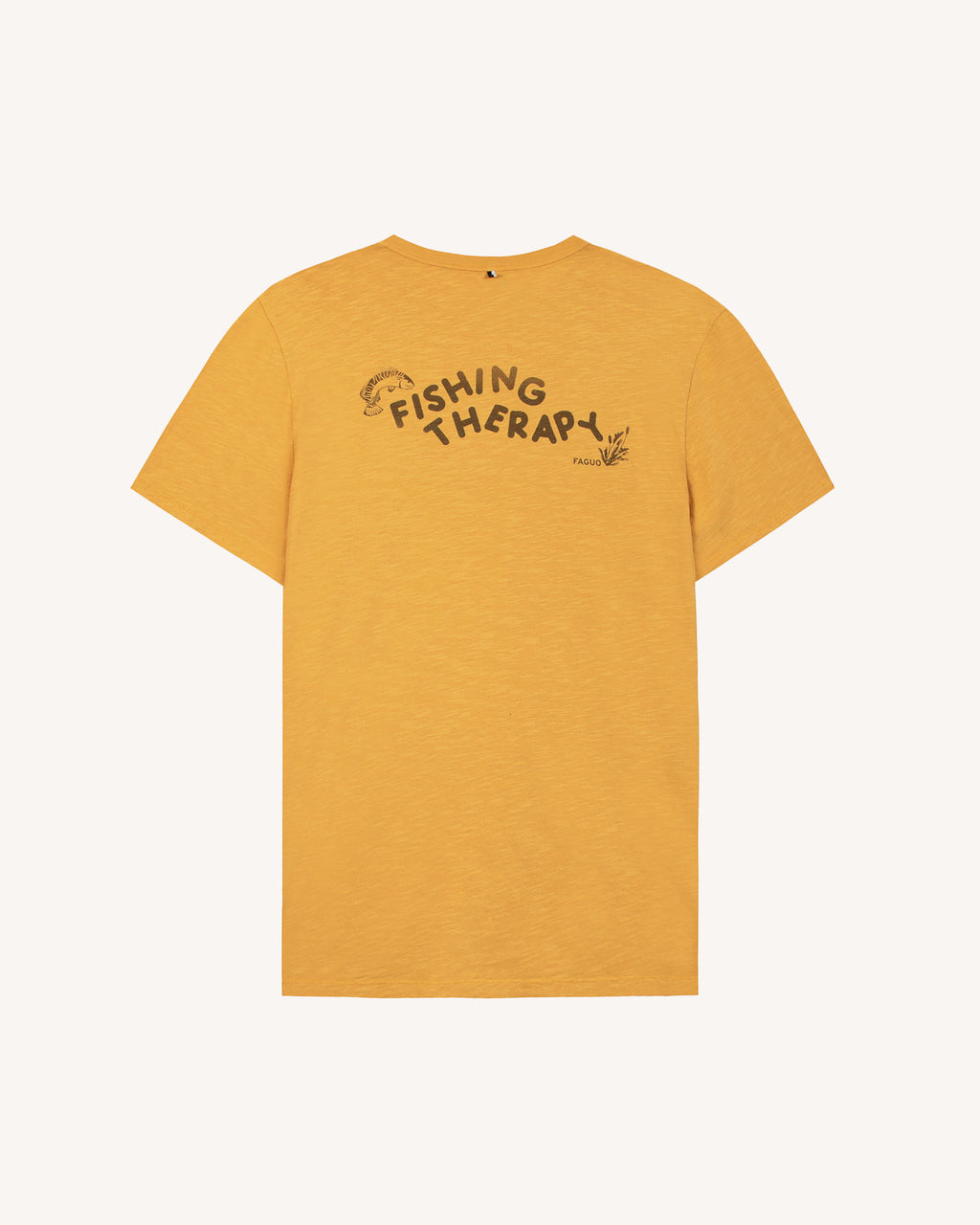 T-shirt ocre sérigraphie effet tampon