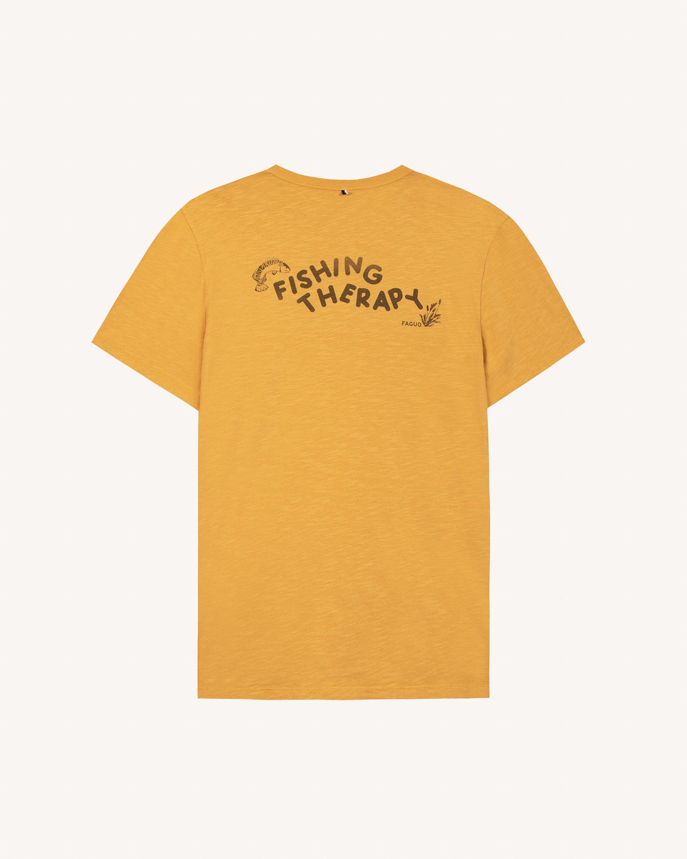 T-shirt ocre sérigraphie effet tampon