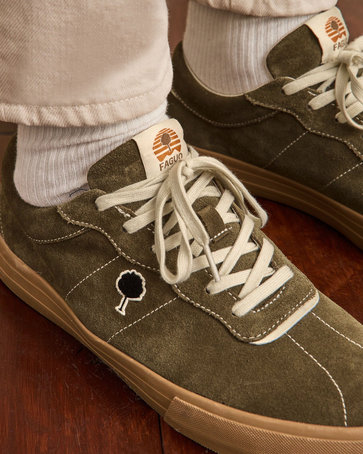 Khaki tennis shoes