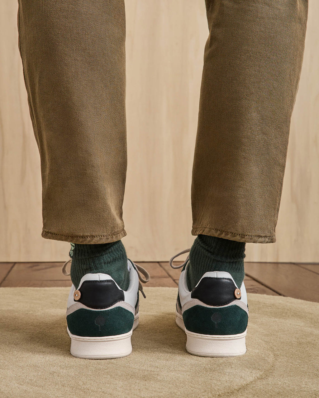 Baskets blanches & vert foncé