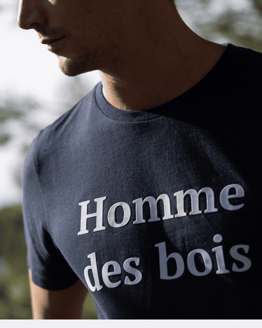 T-shirt col rond bleu marine Homme des bois