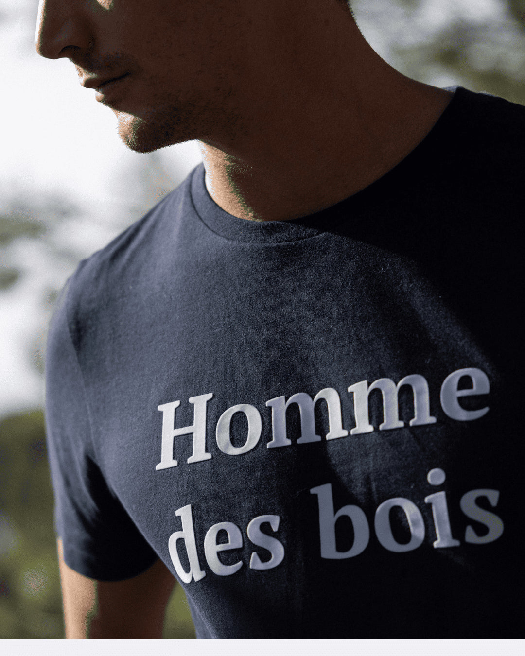 T-shirt col rond bleu marine Homme des bois