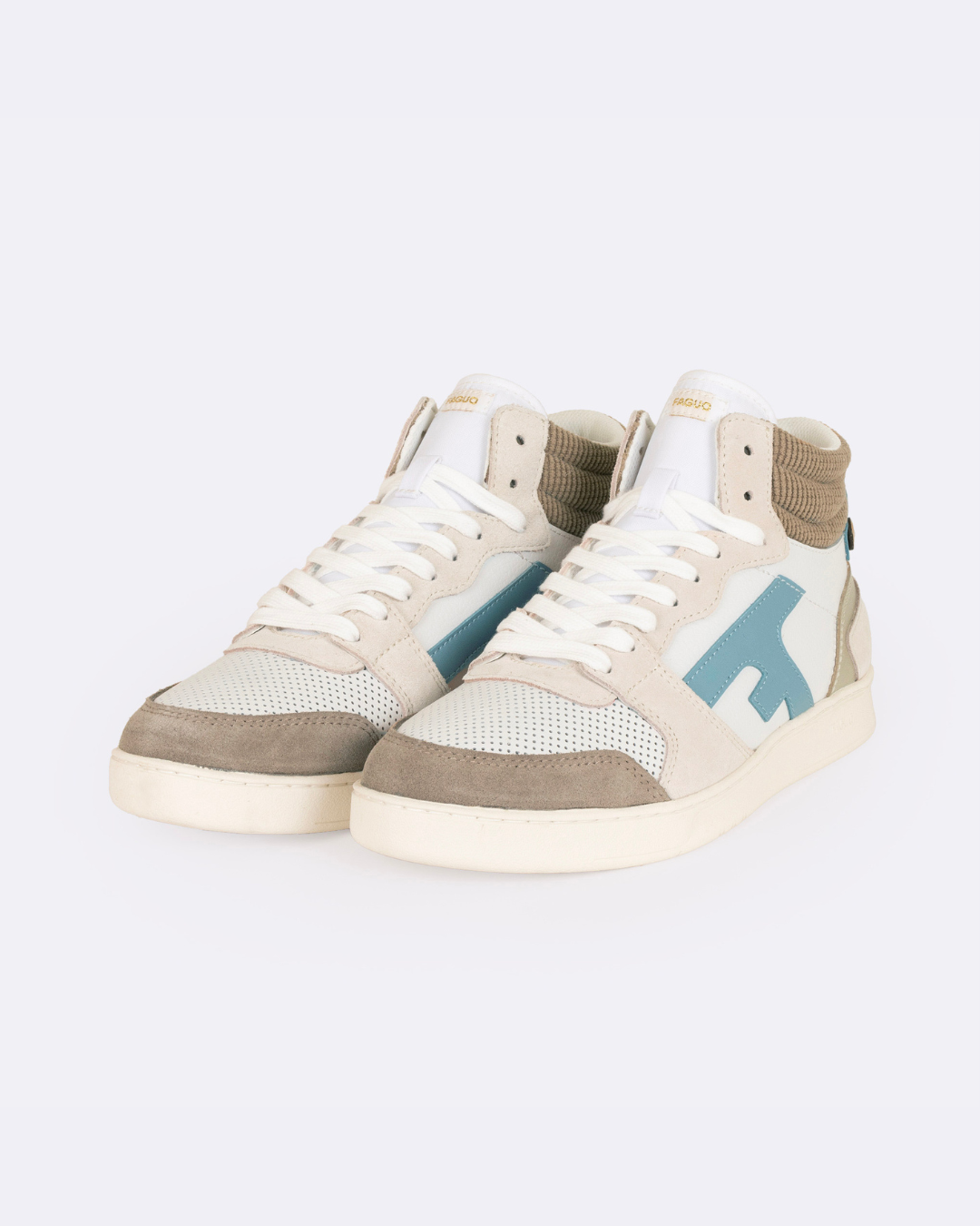 Baskets blanches & marron clair