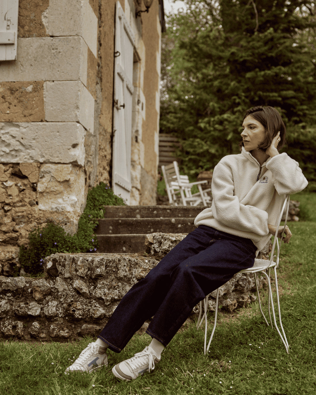 Baskets blanches & marron clair