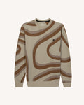 Beige & camel jacquard pattern sweatshirt