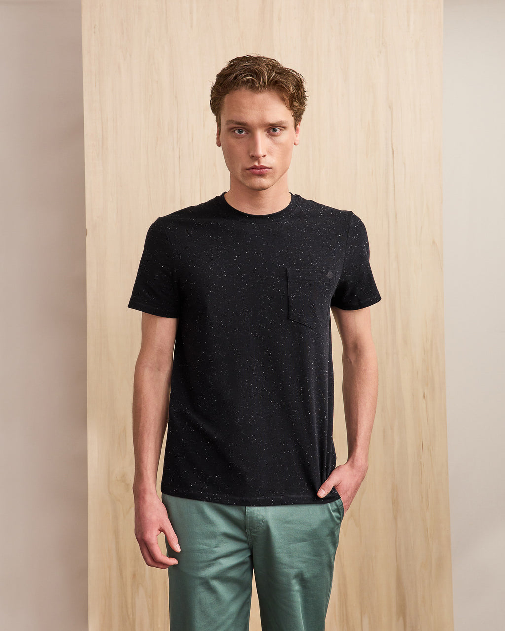 Navy blue & ecru T-shirt