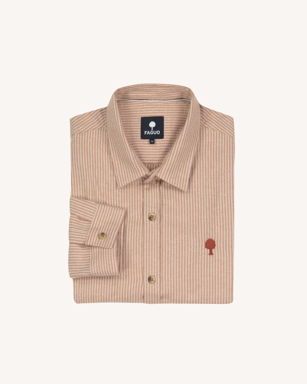 Chemise crème & beige clair broderie arbre