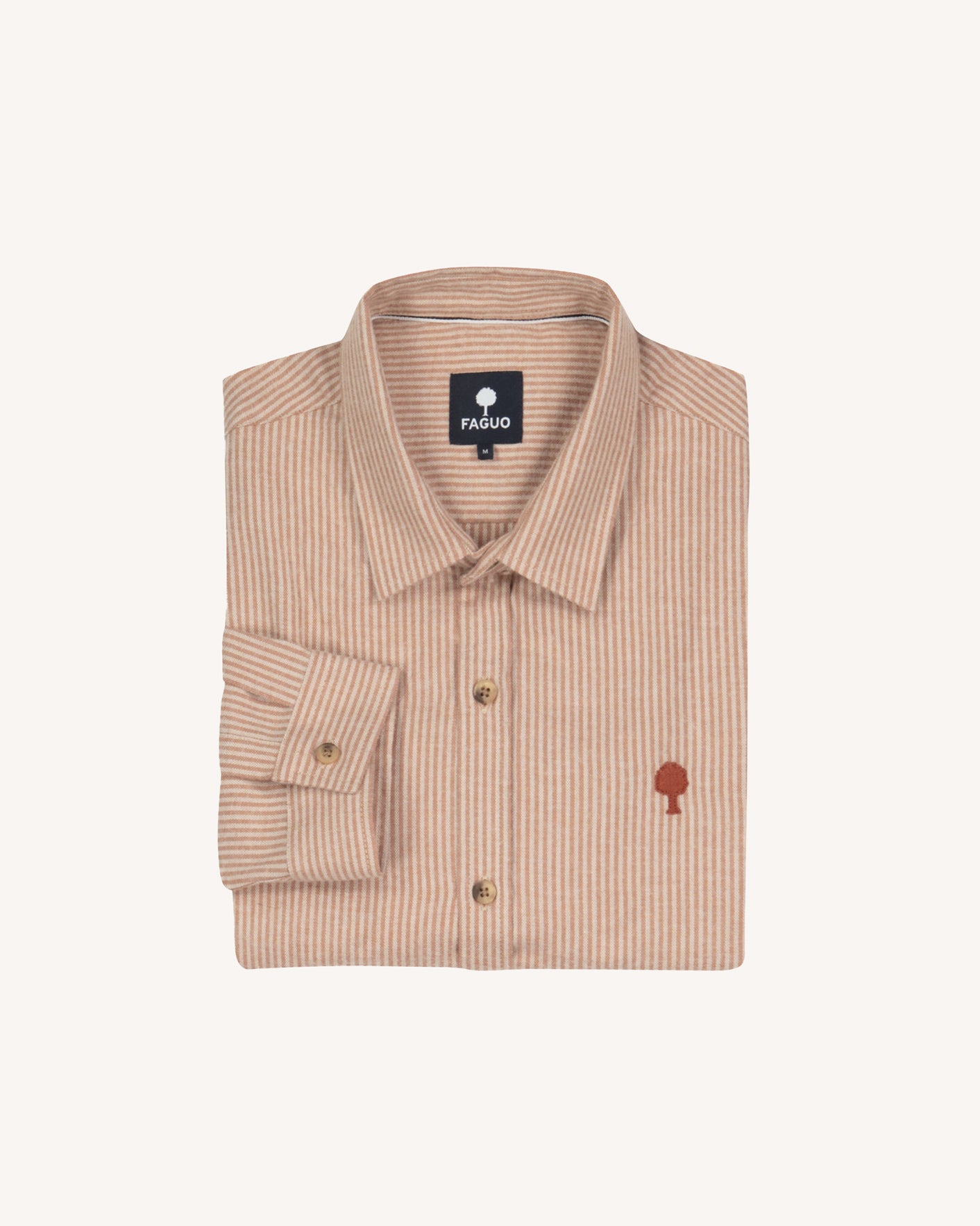 Chemise crème & beige clair broderie arbre
