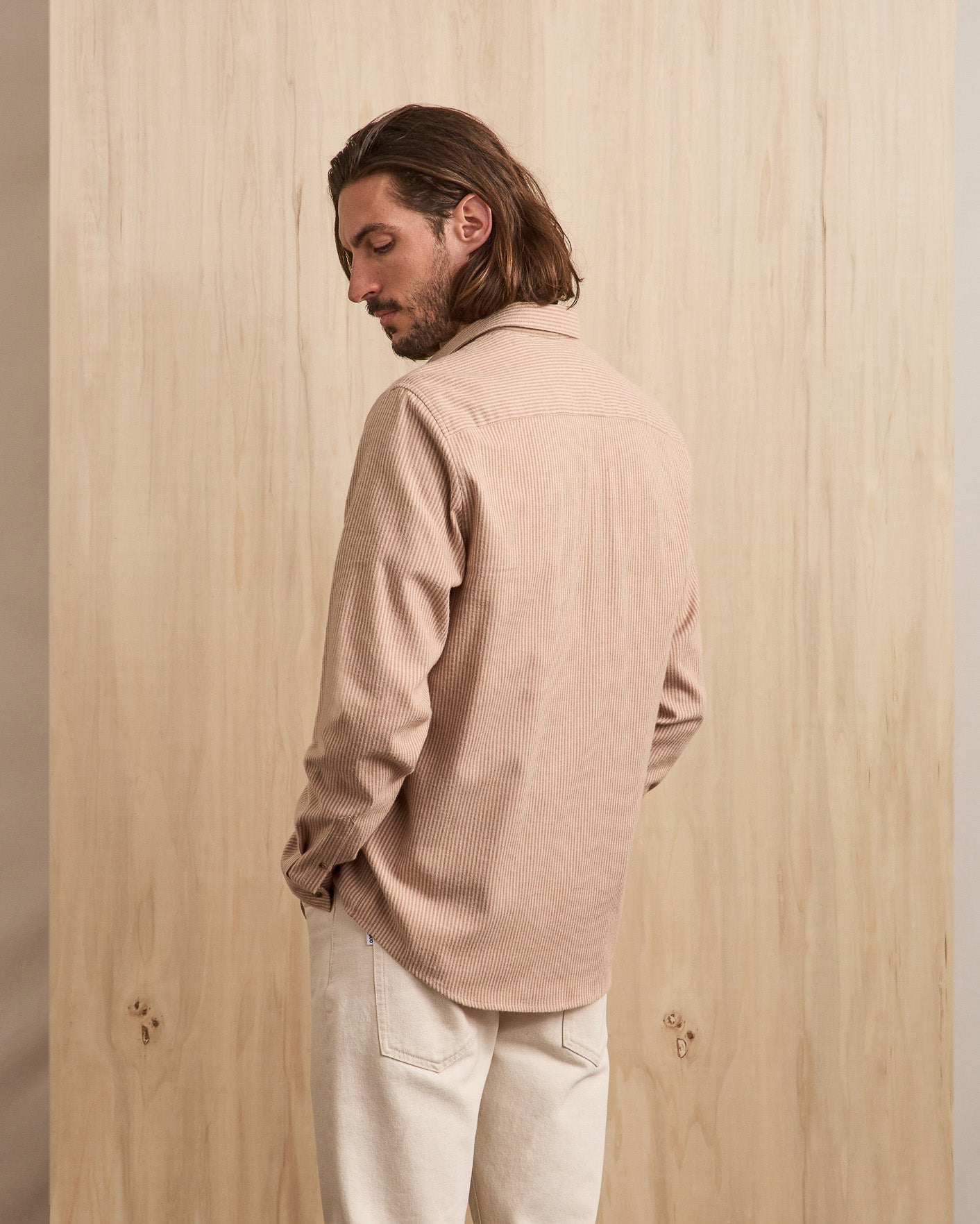 Chemise crème & beige clair broderie arbre