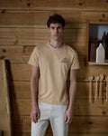 Beige t-shirt with "carpenter club" embroidery