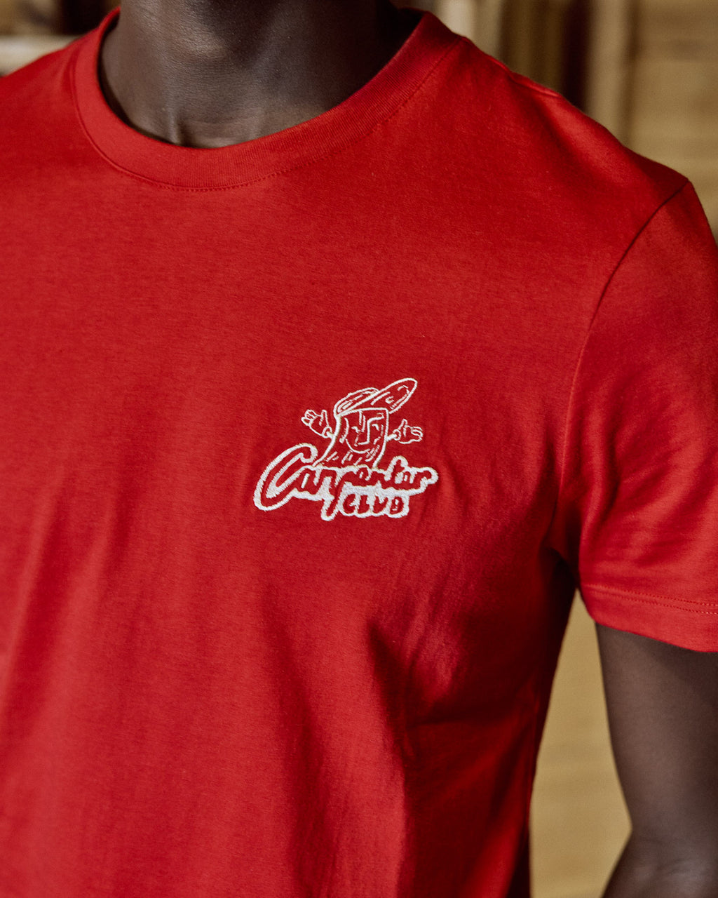 Dark red T-shirt "carpenter club" embroidery