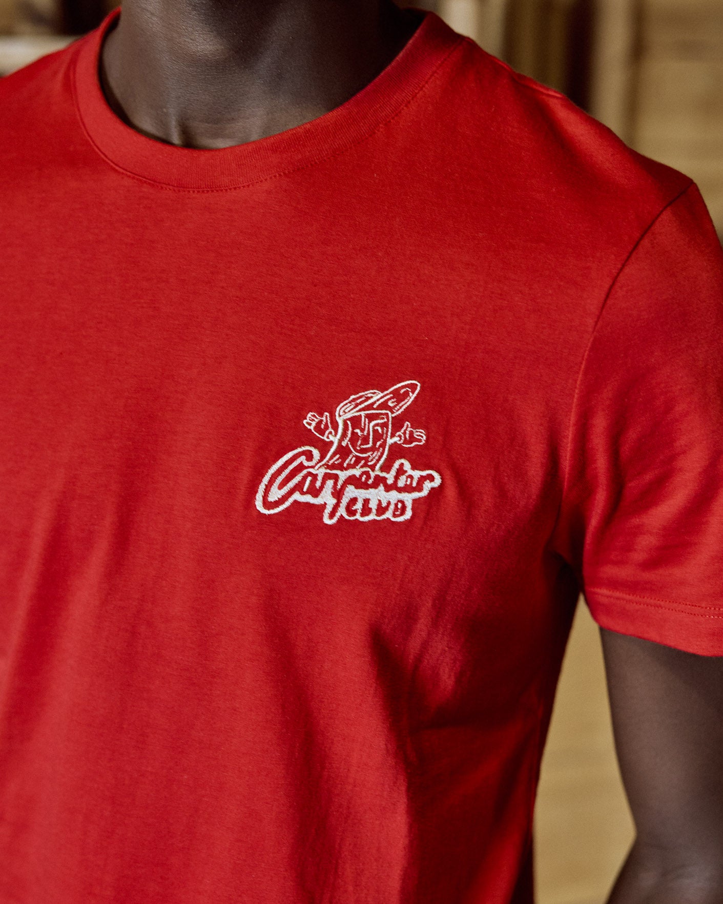 Dark red T-shirt "carpenter club" embroidery