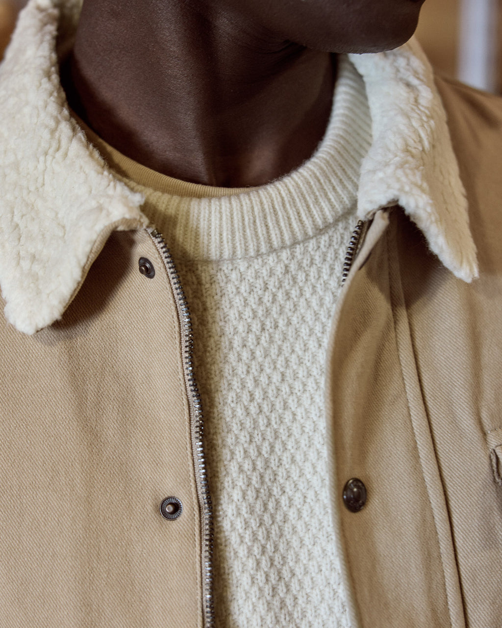 Veste beige col en sherpa