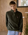 Dark olive green zipped high-neck sweatshirt