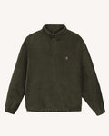 Dark olive green zipped high-neck sweatshirt