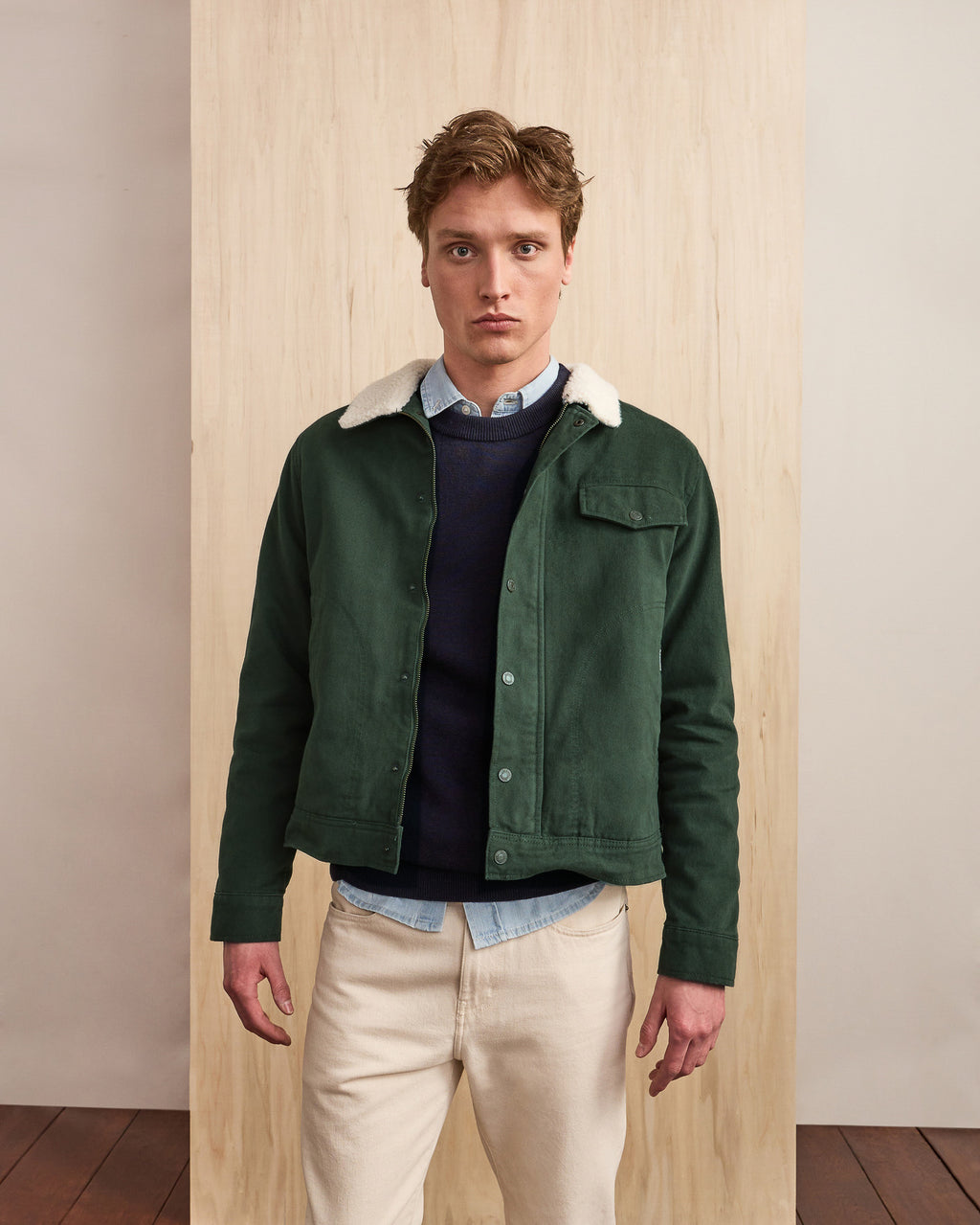 Pieces a manches vert foncé col en sherpa