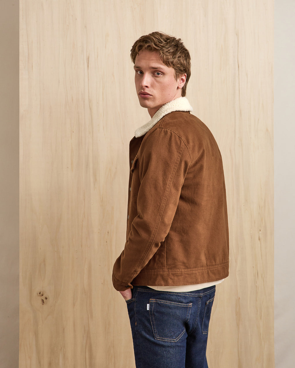 Pieces a manches camel col en sherpa
