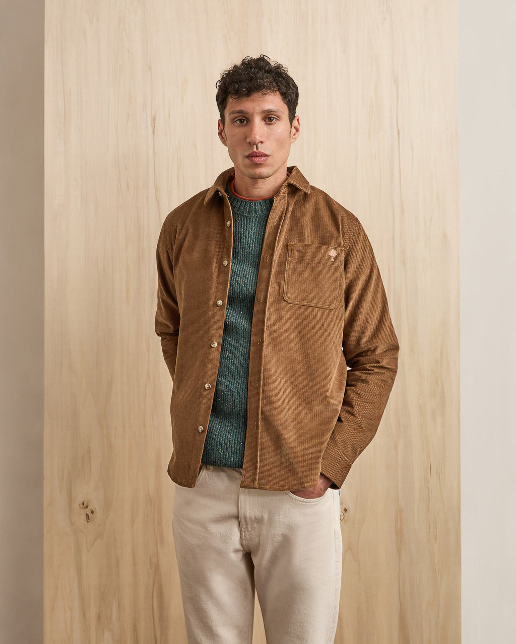Chemise camel poche poitrine