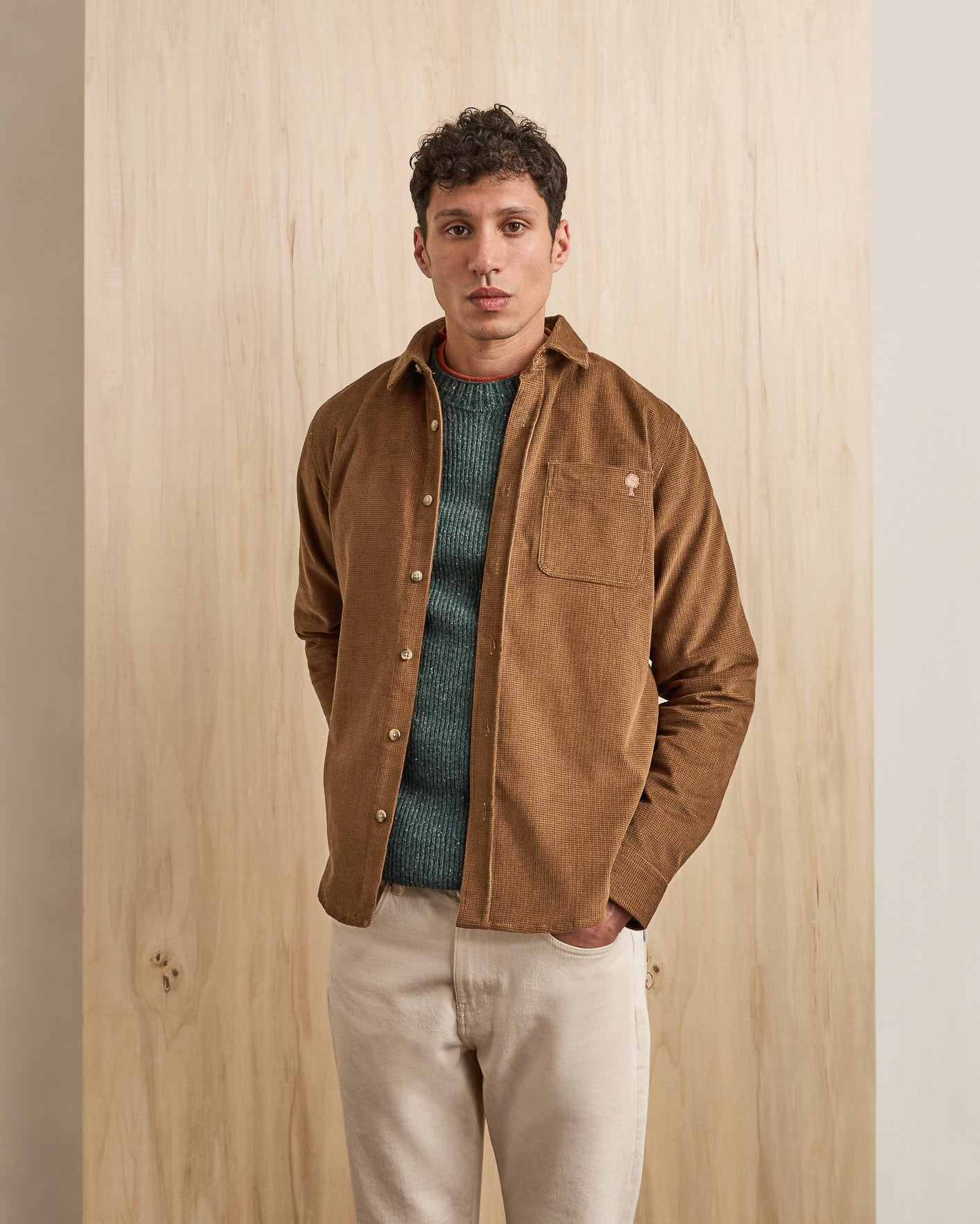 Chemise camel poche poitrine