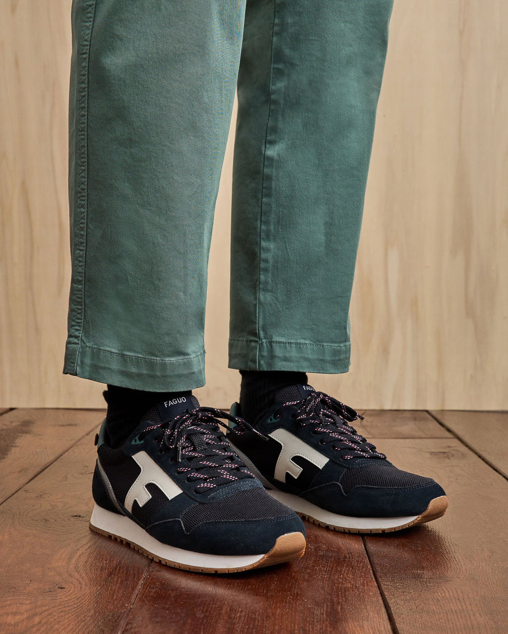 Navy blue running shoe