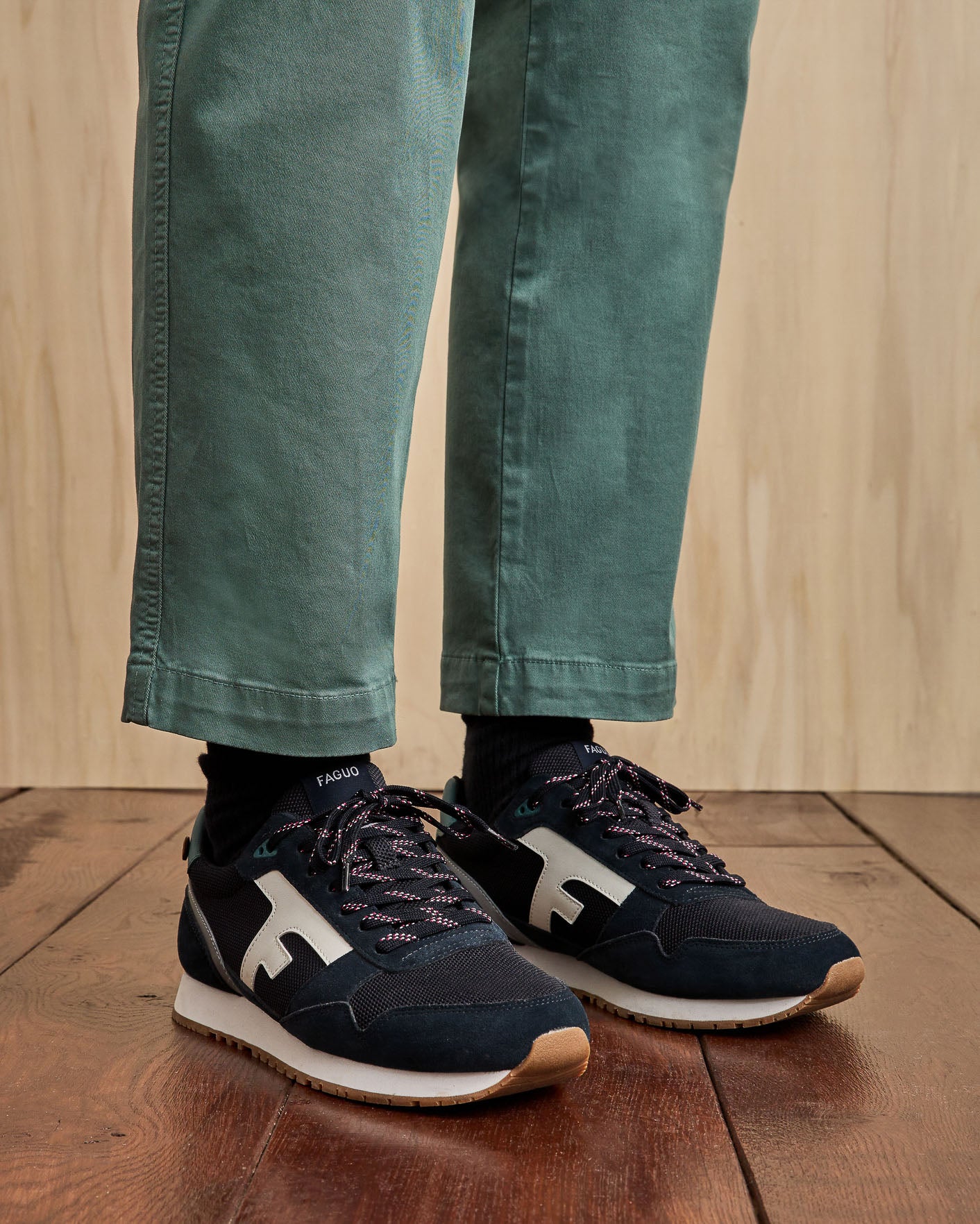 Navy blue running shoe