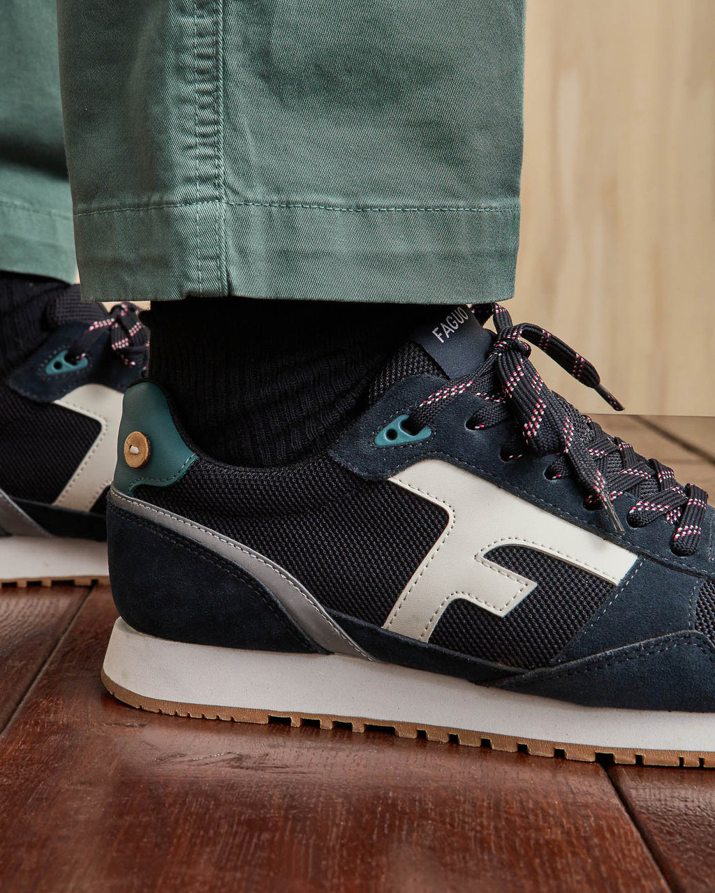 Navy blue running shoe