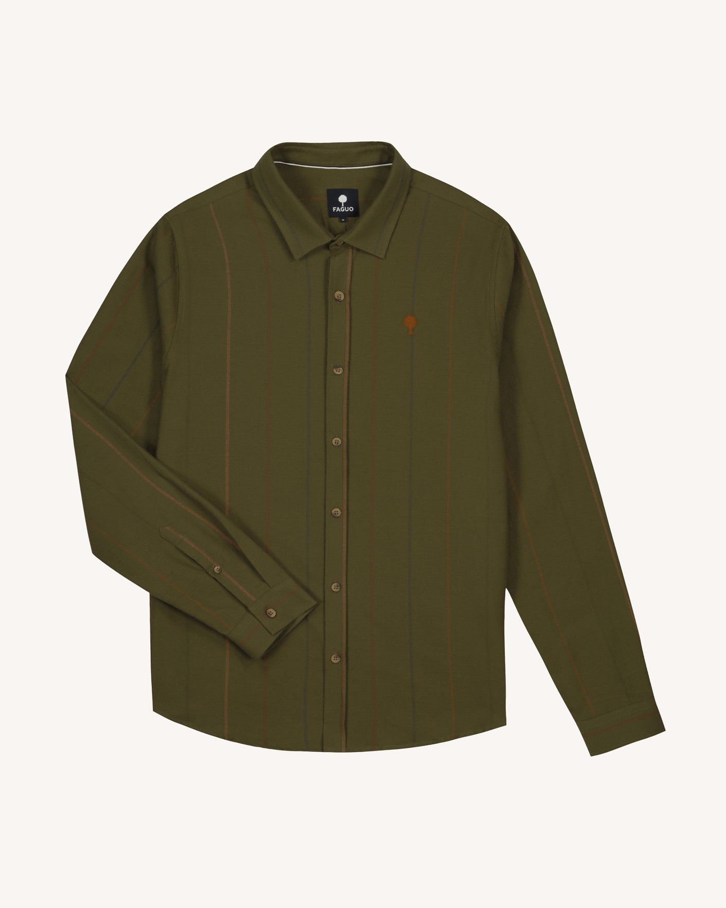 Chemise kaki & multicolore broderie arbre