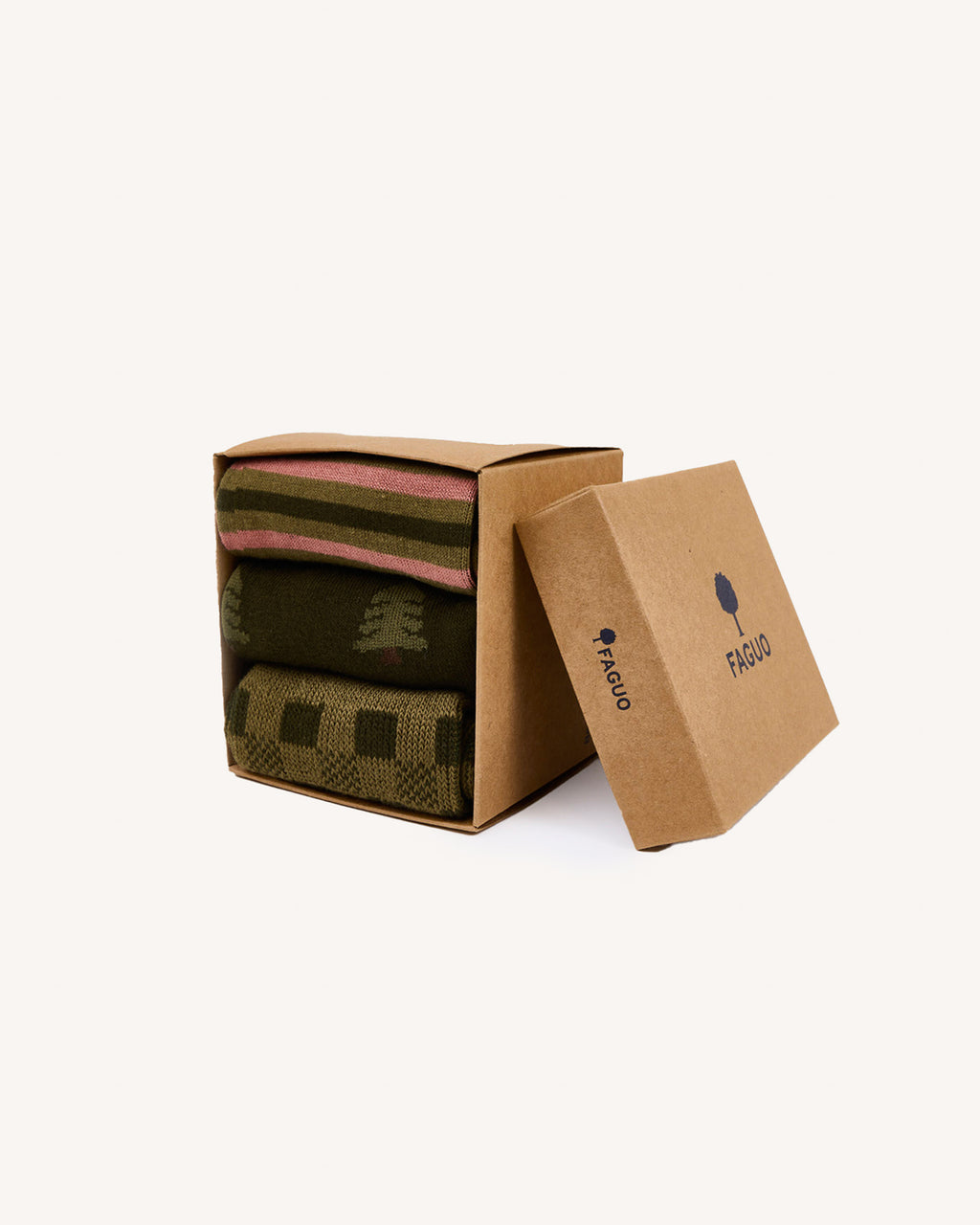 Chaussettes olive & kaki jacquard