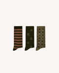 Chaussettes olive & kaki jacquard