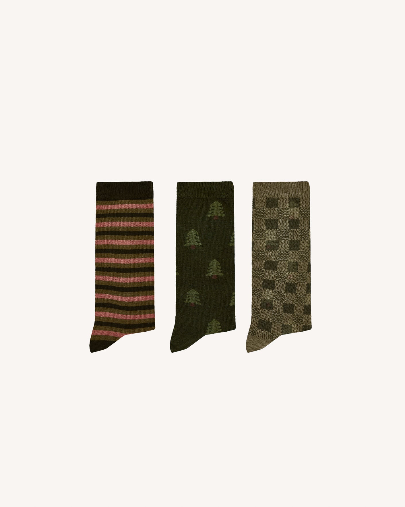 Chaussettes olive & kaki jacquard