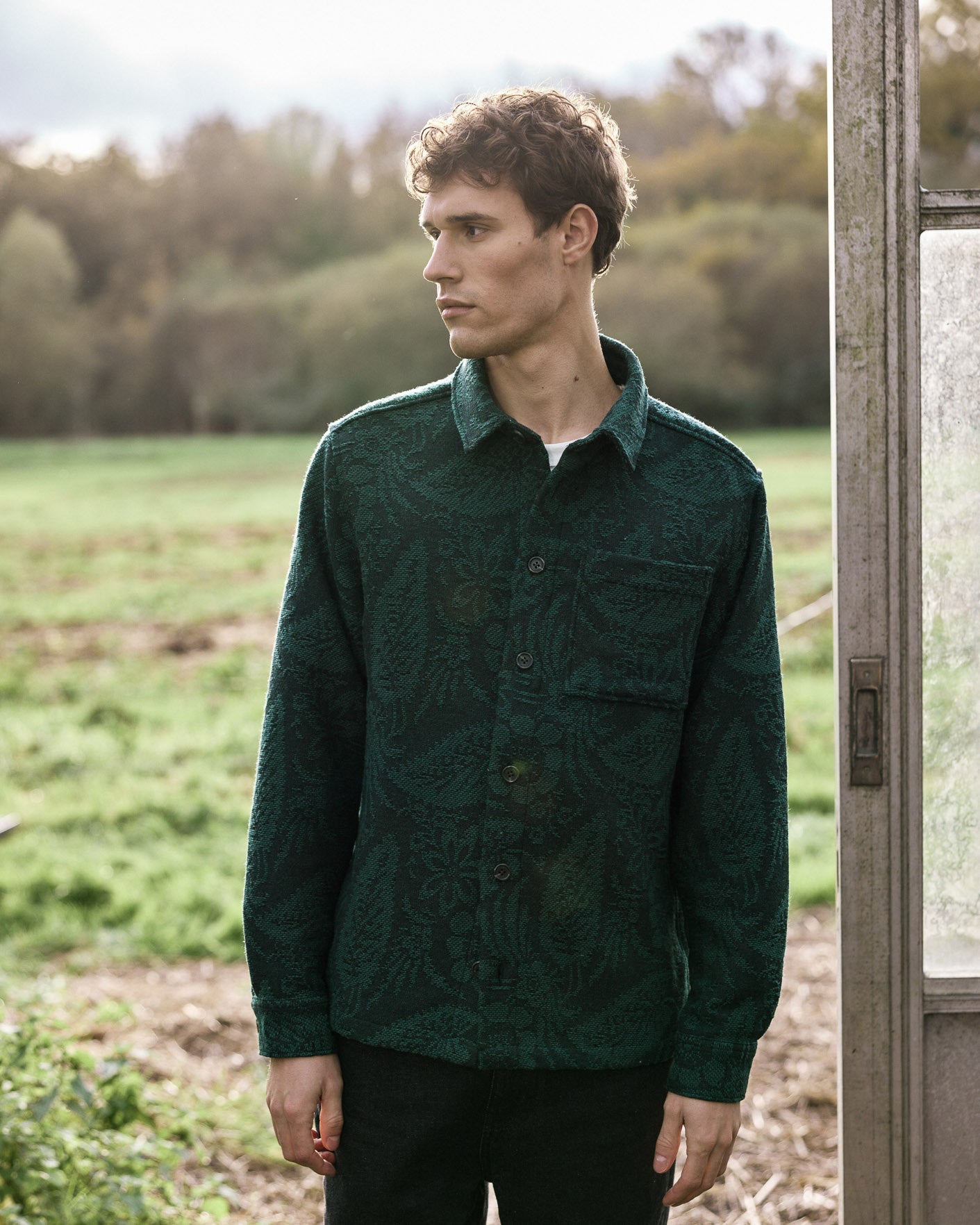Dark green & grey shirt with chest pocket