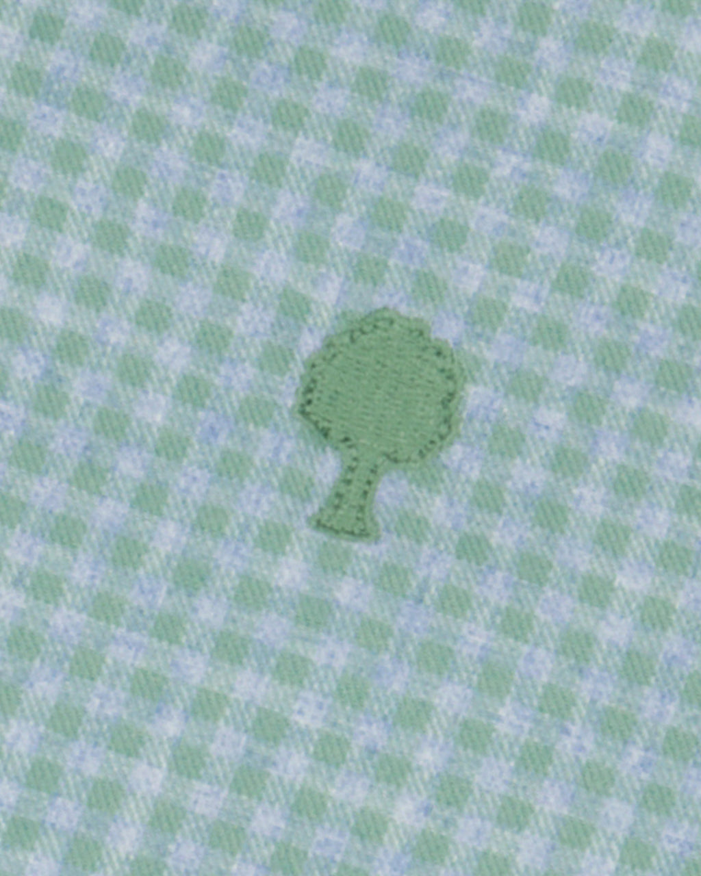 Green & light blue tree embroidery shirt