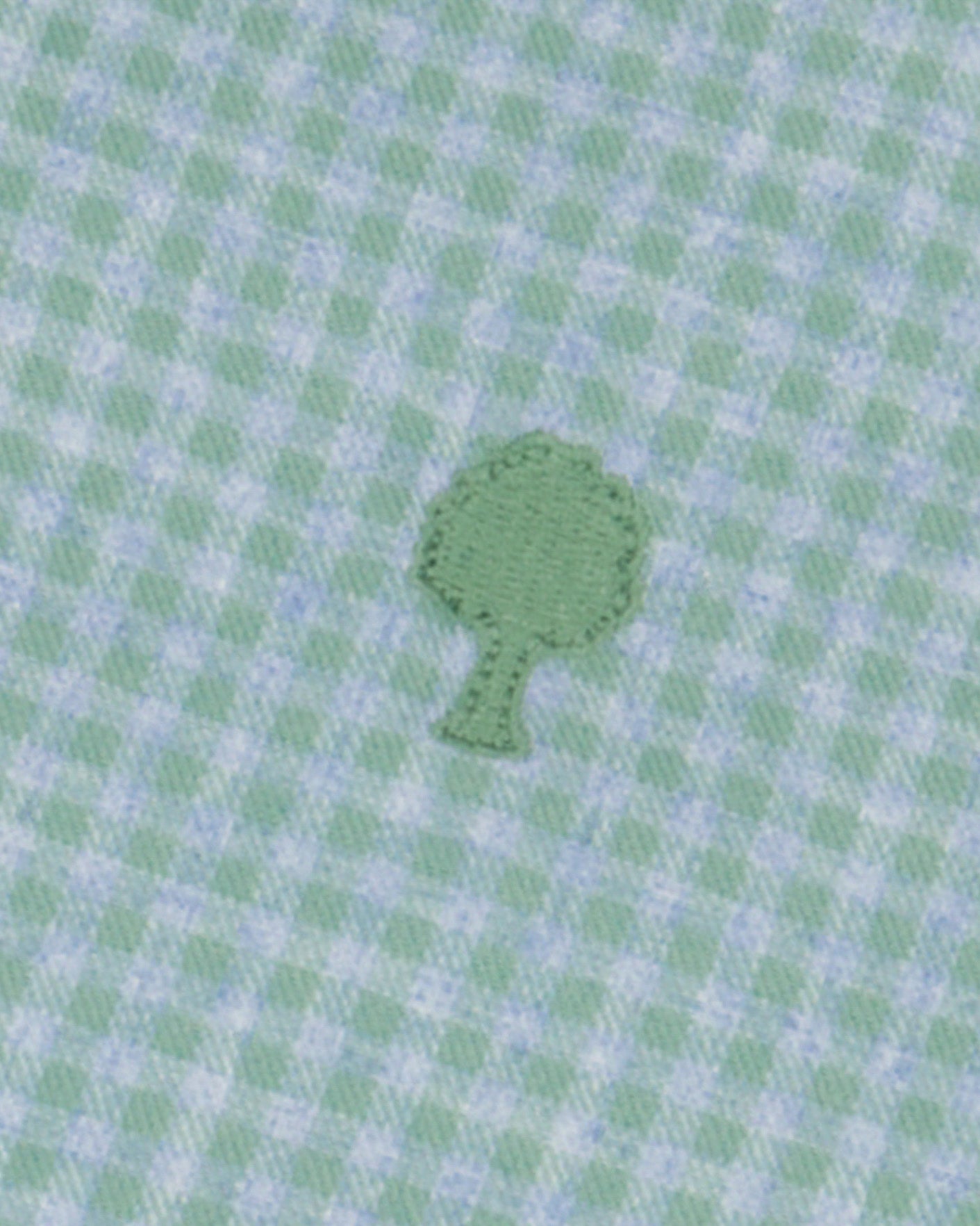 Green & light blue tree embroidery shirt