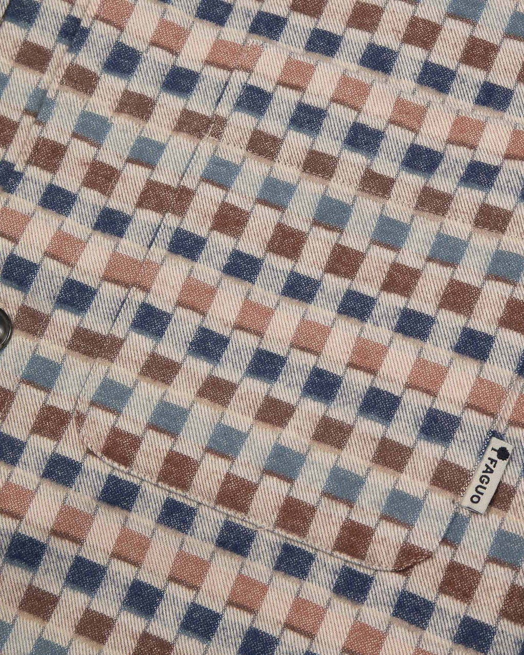 Chemise beige & camel poches poitrine