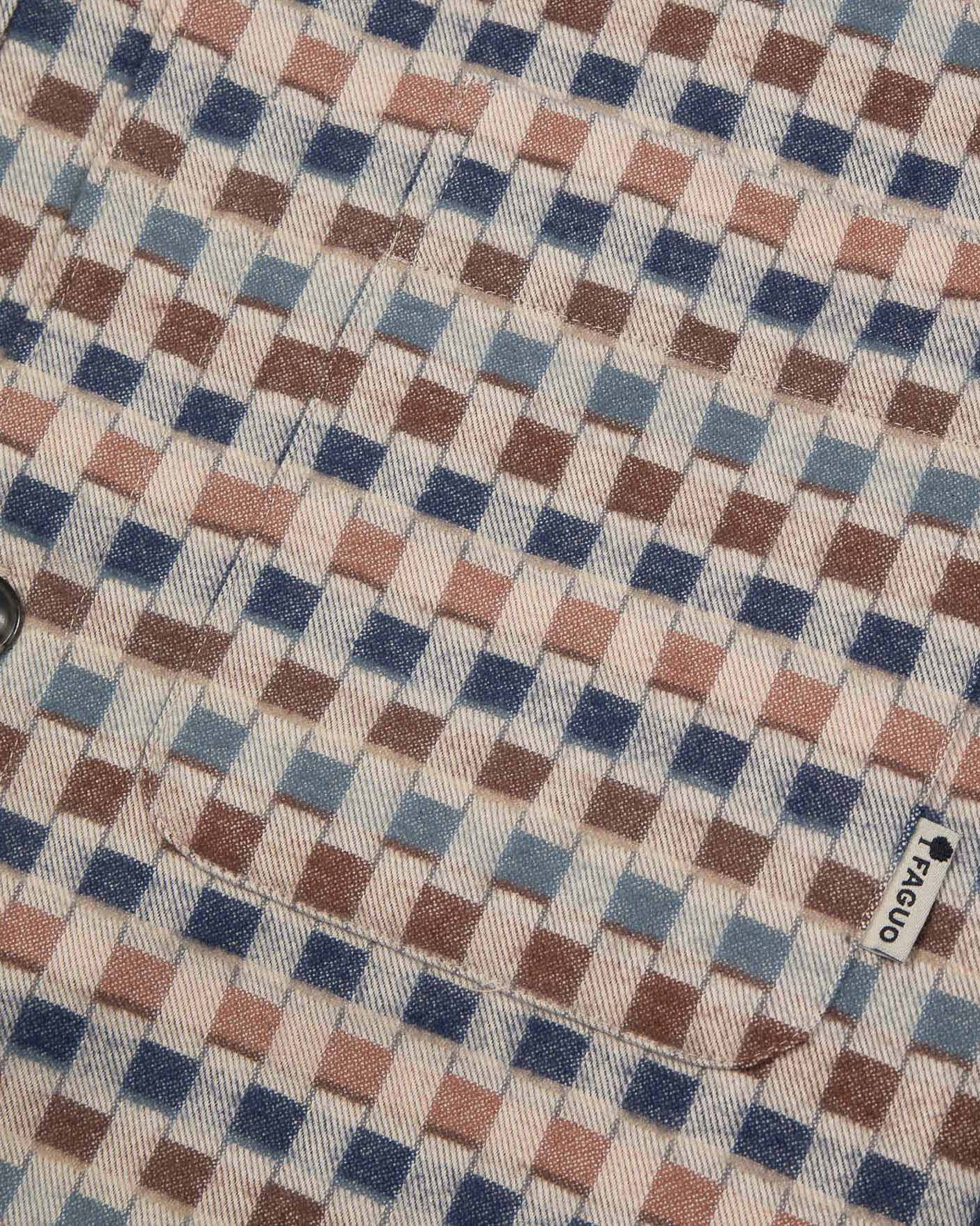 Chemise beige & camel poches poitrine